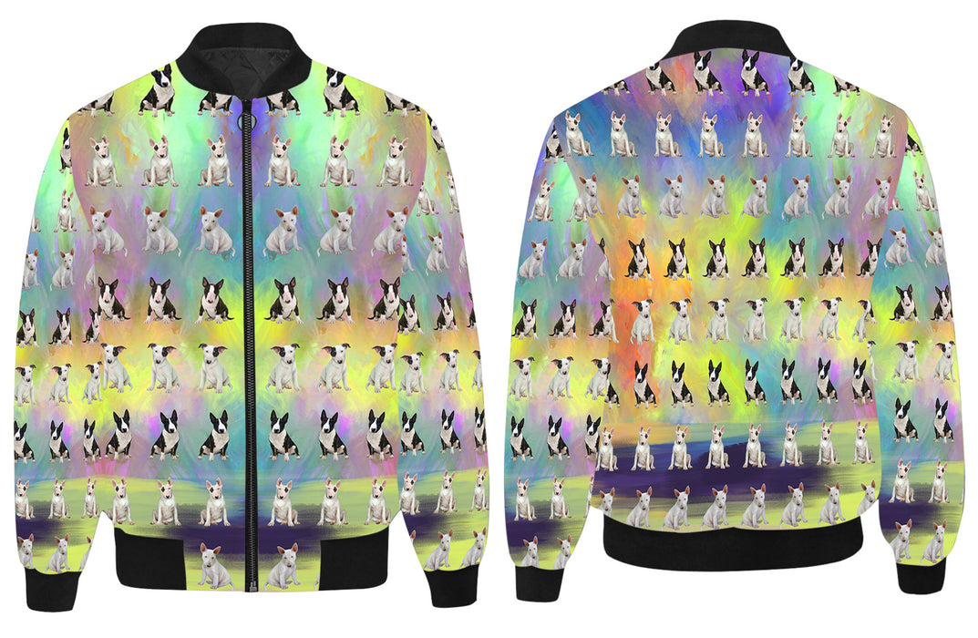 Paradise Wave Bull Terrier Dogs All Over Print Quilted Bomber Men's Jacket