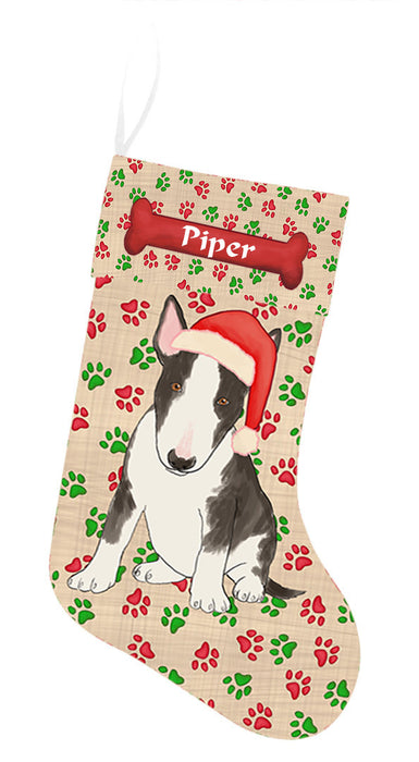 Pet Name Personalized Christmas Paw Print Brittany Spaniel Dogs Stocking