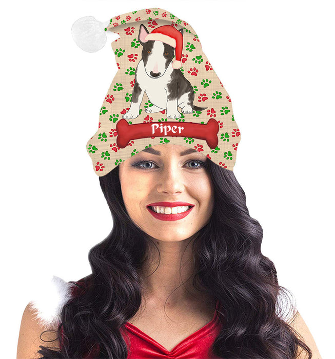 Pet Name Personalized Christmas Paw Print Brittany Spaniel Dogs Santa Hat