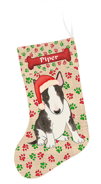 Pet Name Personalized Christmas Paw Print Brittany Spaniel Dogs Stocking