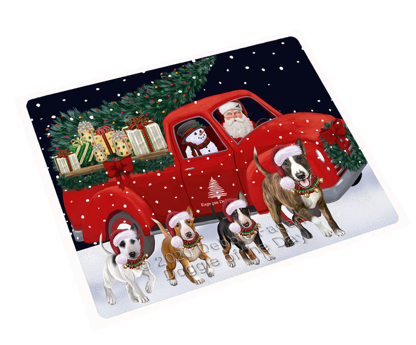 Christmas Express Delivery Red Truck Running Bull Terrier Dogs Cutting Board - Easy Grip Non-Slip Dishwasher Safe Chopping Board Vegetables C77752