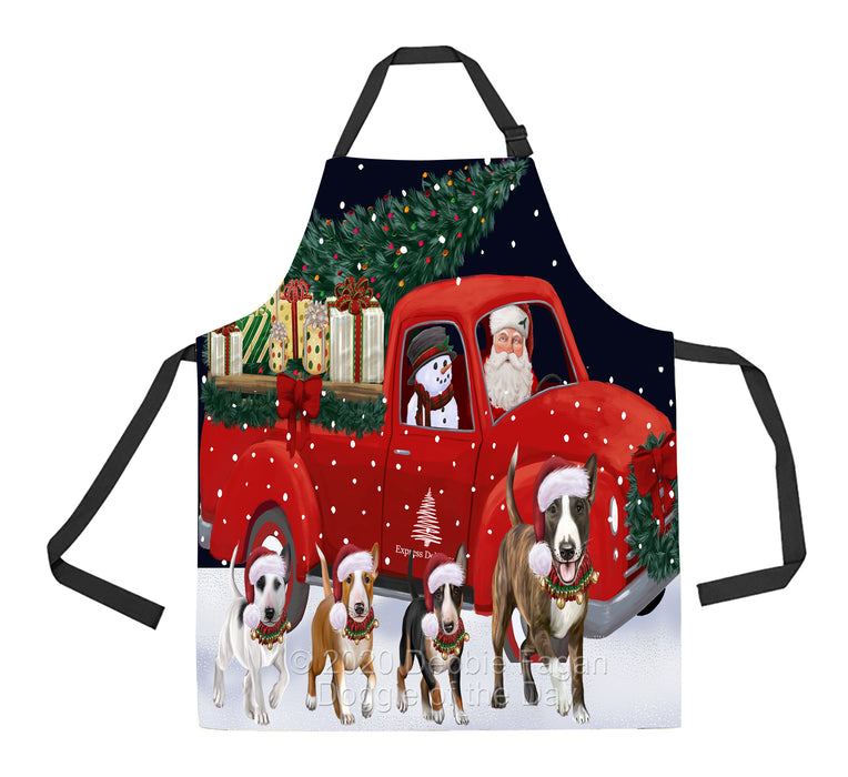 Christmas Express Delivery Red Truck Running Bull Terrier Dogs Apron Apron-48109