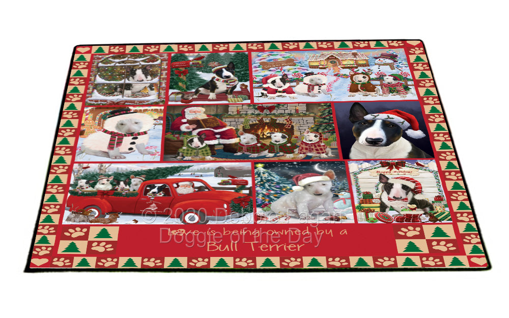 Love is Being Owned Christmas Bull Terrier Dogs Floormat FLMS54808