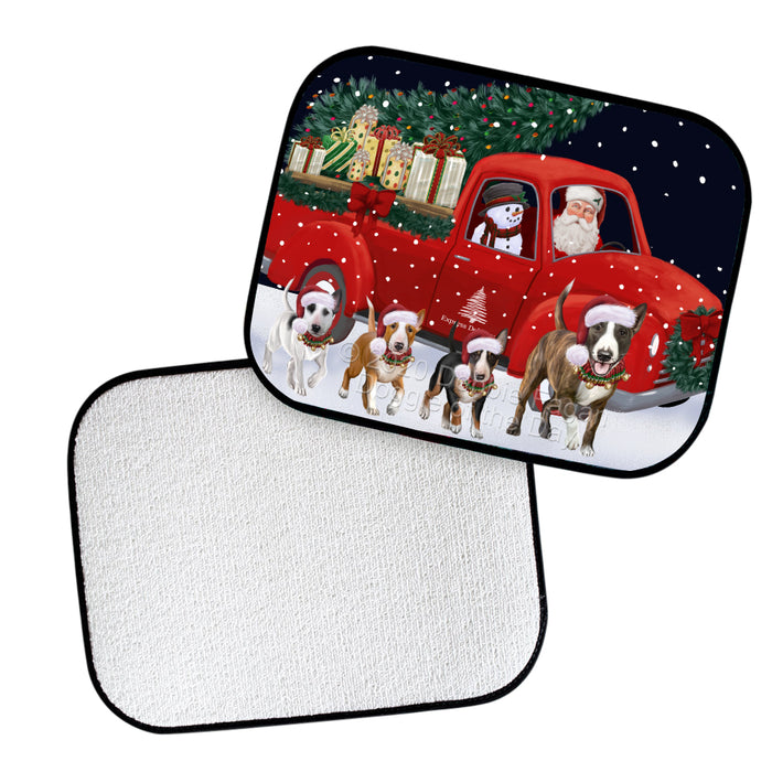 Christmas Express Delivery Red Truck Running Bull Terrier Dogs Polyester Anti-Slip Vehicle Carpet Car Floor Mats  CFM49429