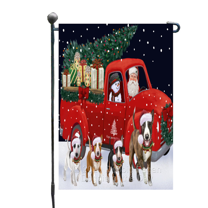 Christmas Express Delivery Red Truck Running Bull Terrier Dogs Garden Flag GFLG66448