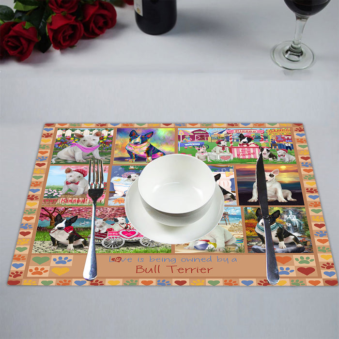 Love is Being Owned Bull Terrier Dog Beige Placemat