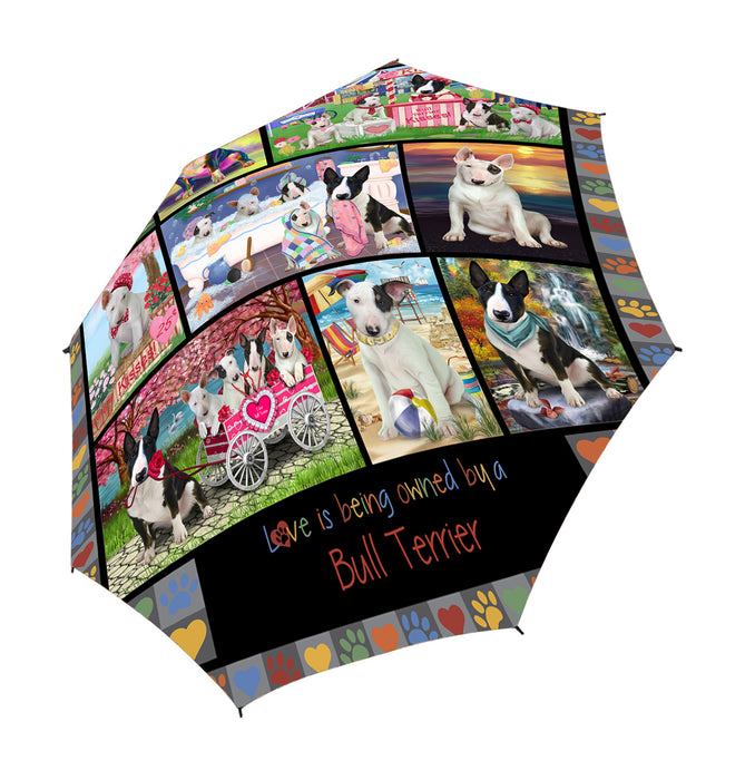 Love is Being Owned Bull Terrier Dog Grey Semi-Automatic Foldable Umbrella