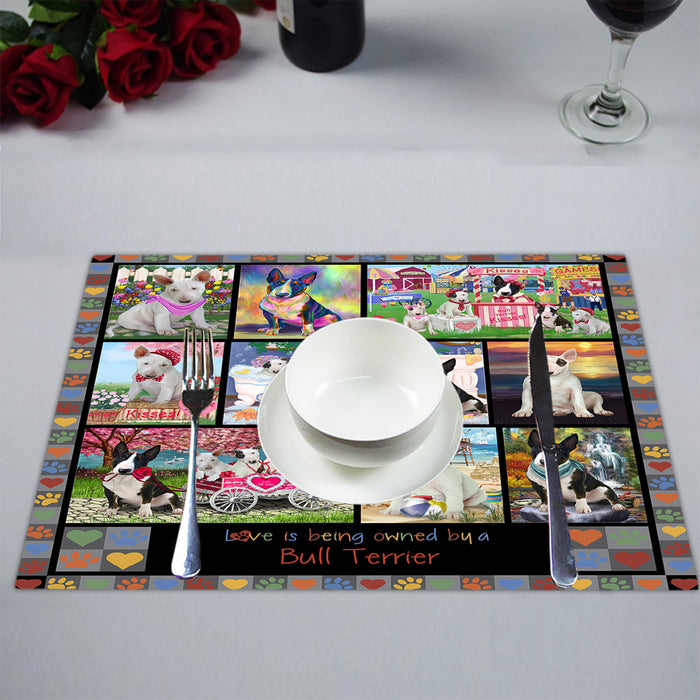 Love is Being Owned Bull Terrier Dog Grey Placemat