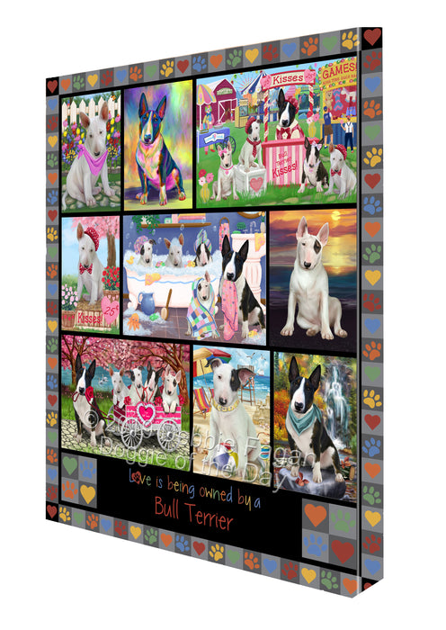 Love is Being Owned Bull Terrier Dog Grey Canvas Print Wall Art Décor CVS137807