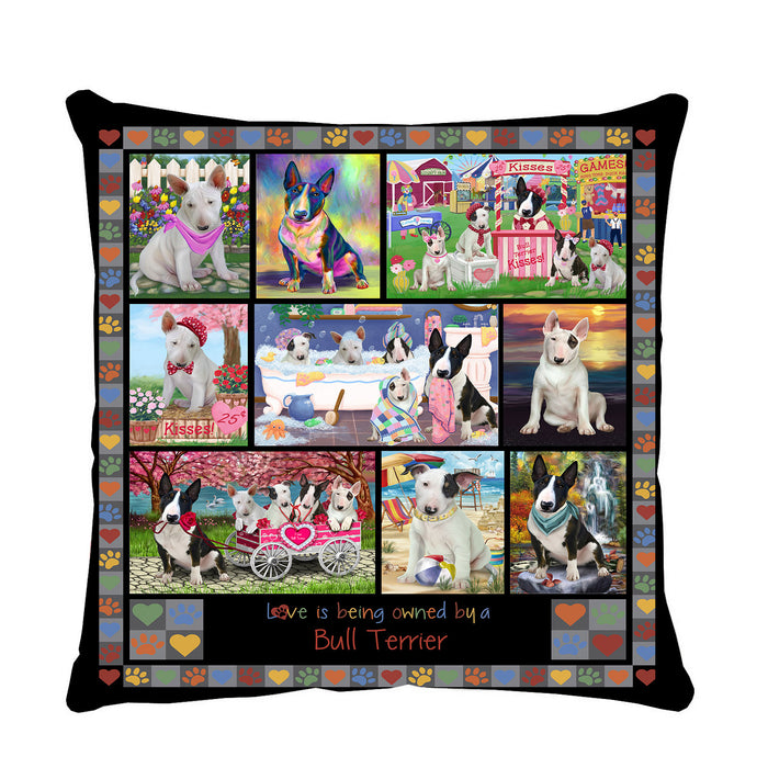 Love is Being Owned Bull Terrier Dog Grey Pillow PIL84712