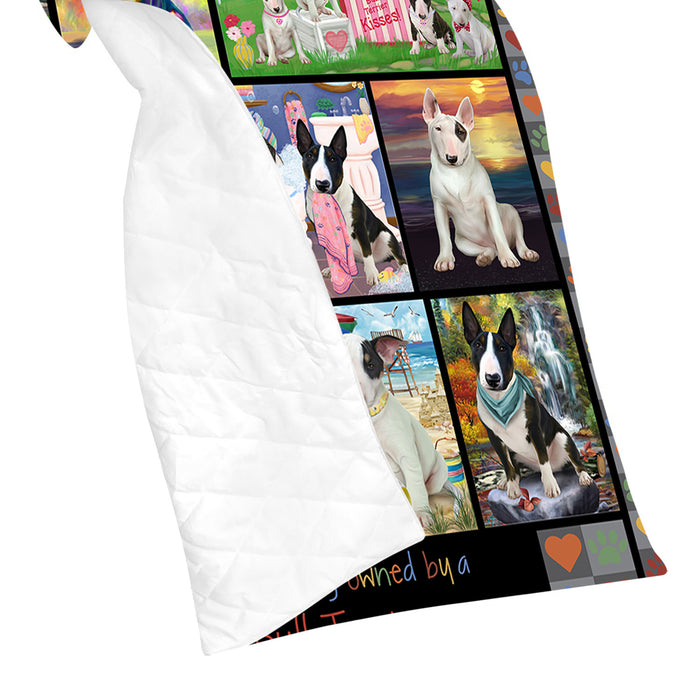 Love is Being Owned Bull Terrier Dog Grey Quilt