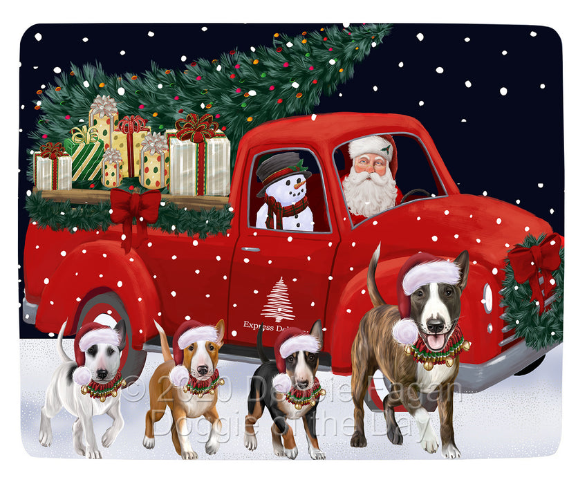 Christmas Express Delivery Red Truck Running Bull Terrier Dogs Blanket BLNKT141733