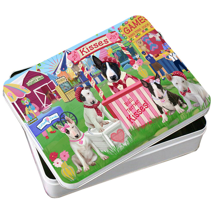 Carnival Kissing Booth Bull Terriers Dog Photo Storage Tin PITN56223