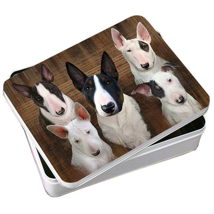 Rustic 5 Bull Terriers Dog Photo Storage Tin PITN49453