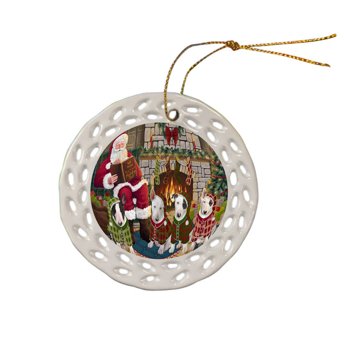 Christmas Cozy Holiday Tails Bull Terriers Dog Ceramic Doily Ornament DPOR55466