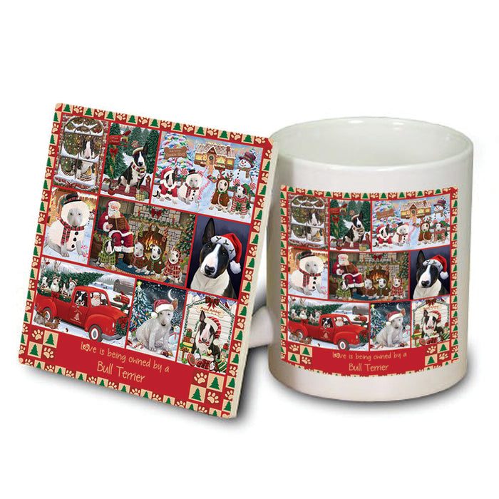 Love is Being Owned Christmas Bull Terrier Dogs Mug and Coaster Set MUC57202