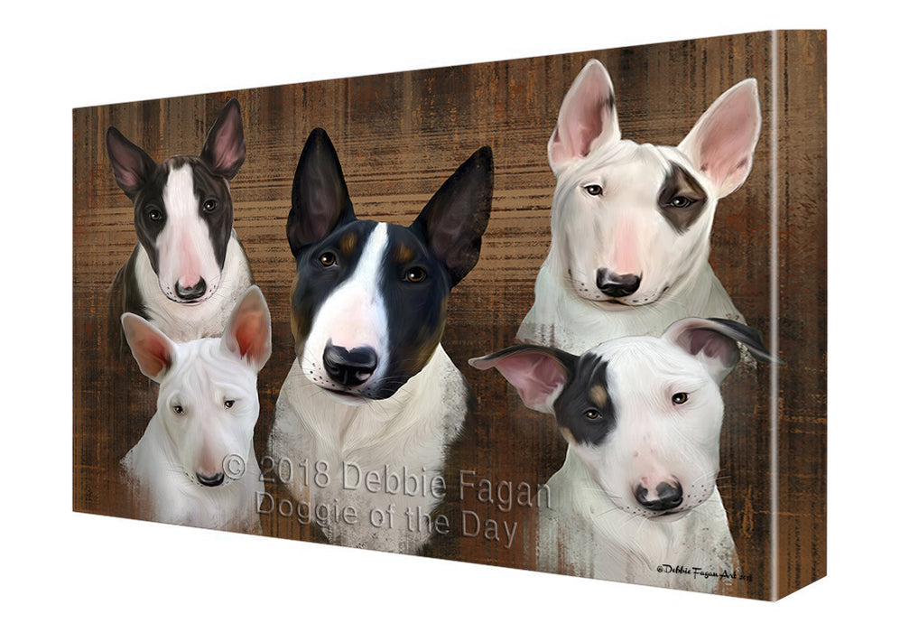 Rustic 5 Bull Terriers Dog Canvas Wall Art CVS61554