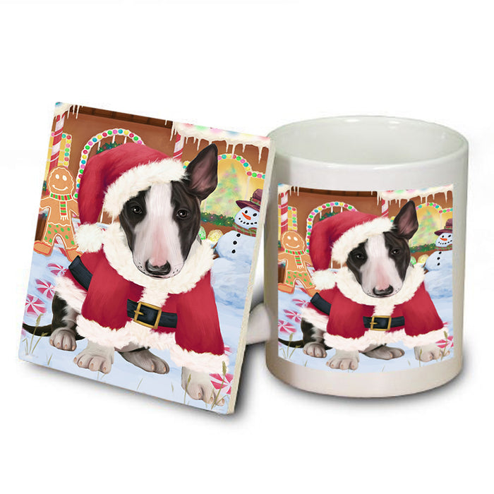 Christmas Gingerbread House Candyfest Bull Terrier Dog Mug and Coaster Set MUC56281