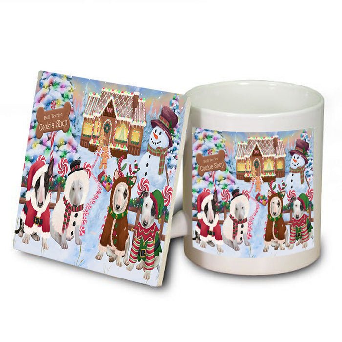 Holiday Gingerbread Cookie Shop Bull Terriers Dog Mug and Coaster Set MUC56378