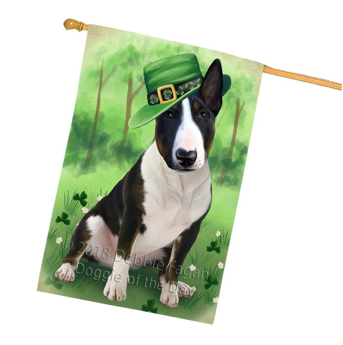 St. Patricks Day Irish Portrait Bull Terrier Dog House Flag FLG48710