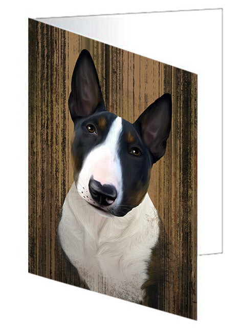 Rustic Bull Terrier Dog Handmade Artwork Assorted Pets Greeting Cards and Note Cards with Envelopes for All Occasions and Holiday Seasons GCD55121
