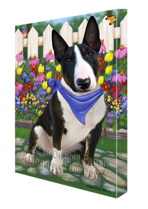 Spring Floral Bull Terrier Dog Canvas Wall Art CVS64096