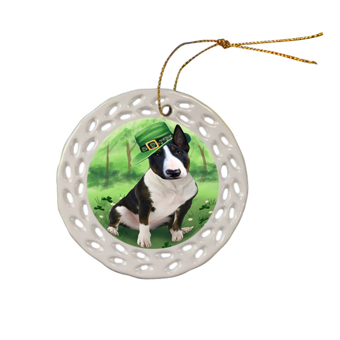 St. Patricks Day Irish Portrait Bull Terrier Dog Ceramic Doily Ornament DPOR48745