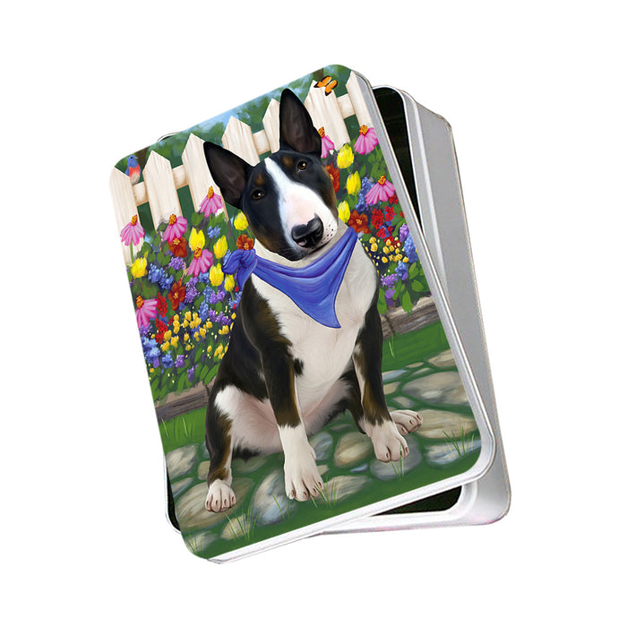 Spring Floral Bull Terrier Dog Photo Storage Tin PITN49816