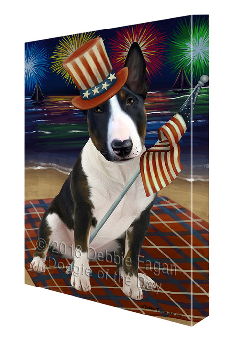 4th of July Independence Day Firework Bull Terrier Dog Canvas Wall Art CVS55245