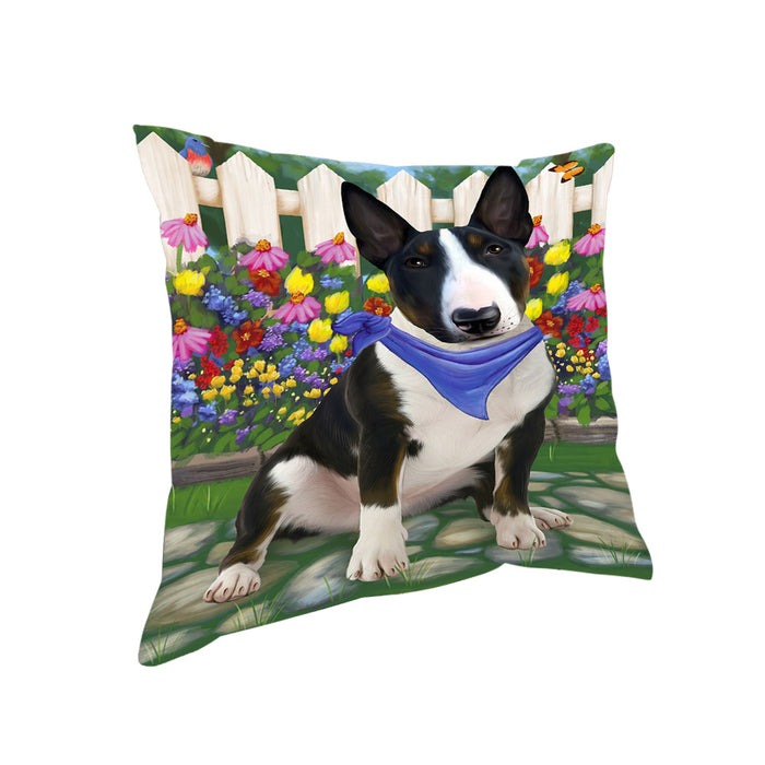 Spring Floral Bull Terrier Dog Pillow PIL55120