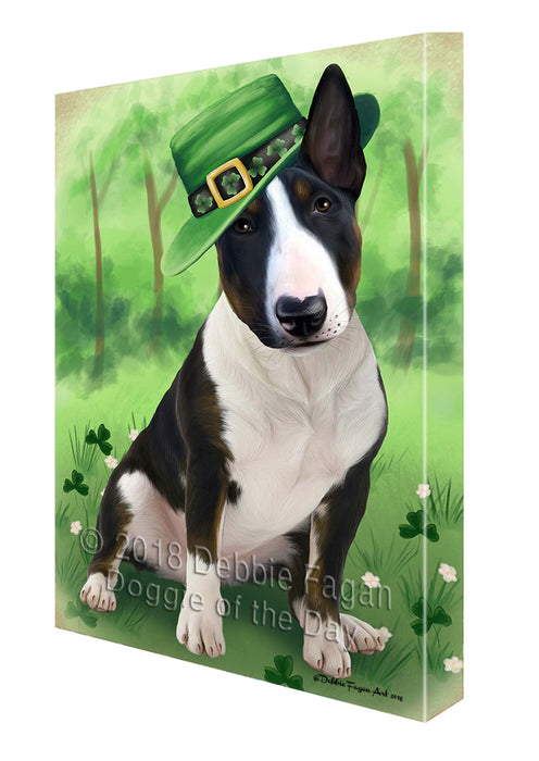St. Patricks Day Irish Portrait Bull Terrier Dog Canvas Wall Art CVS54318