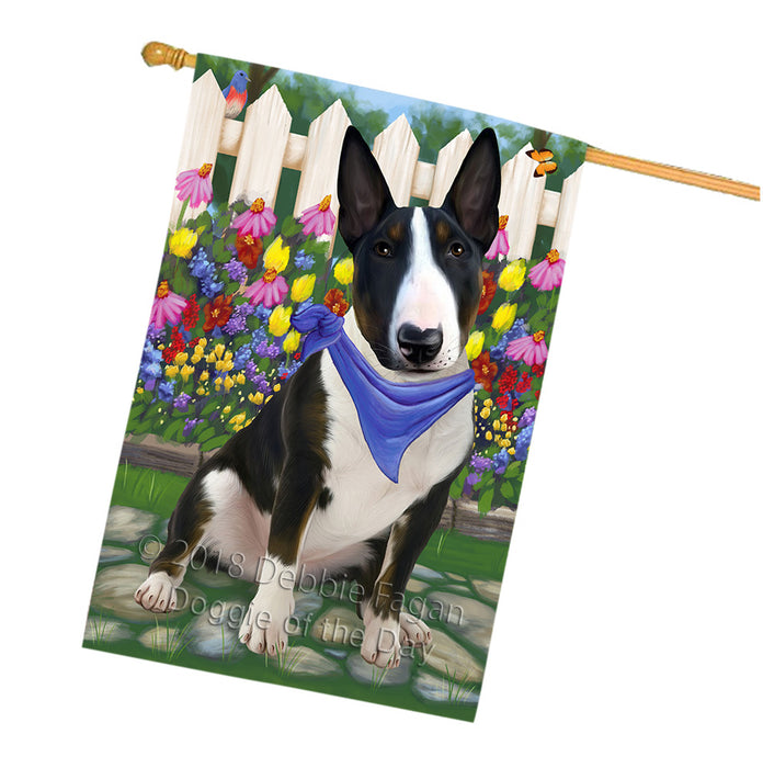 Spring Floral Bull Terrier Dog House Flag FLG49781
