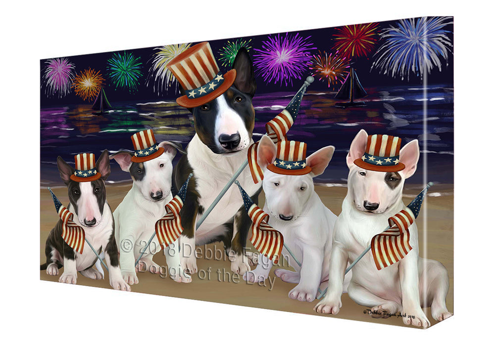 4th of July Independence Day Firework Bull Terriers Dog Canvas Wall Art CVS55254