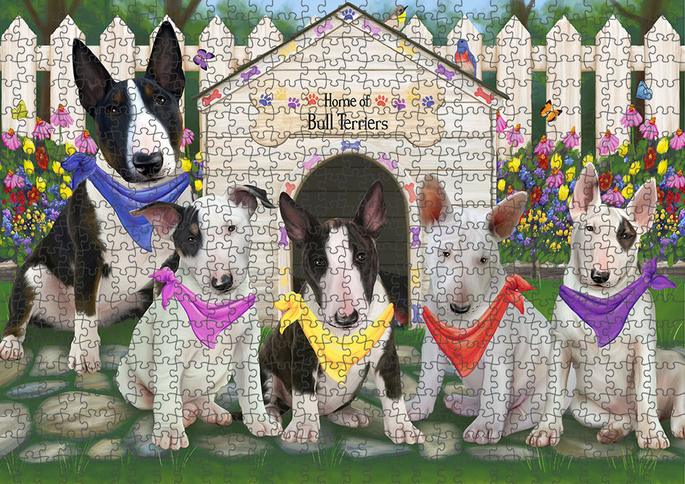 Spring Dog House Bull Terriers Dog Puzzle with Photo Tin PUZL53157