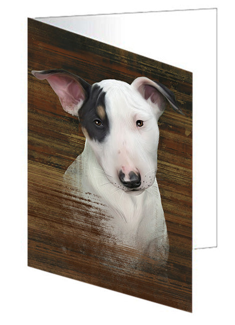 Rustic Bull Terrier Dog Handmade Artwork Assorted Pets Greeting Cards and Note Cards with Envelopes for All Occasions and Holiday Seasons GCD55124