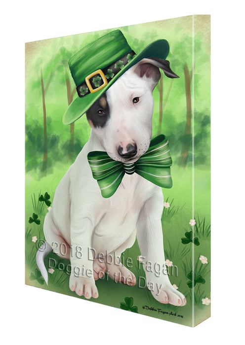 St. Patricks Day Irish Portrait Bull Terrier Dog Canvas Wall Art CVS54327