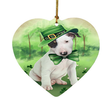 St. Patricks Day Irish Portrait Bull Terrier Dog Heart Christmas Ornament HPOR48746