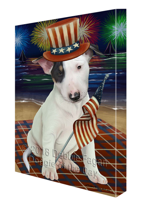 4th of July Independence Day Firework Bull Terrier Dog Canvas Wall Art CVS55263
