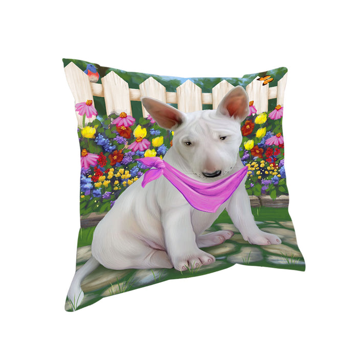 Spring Floral Bull Terrier Dog Pillow PIL55128