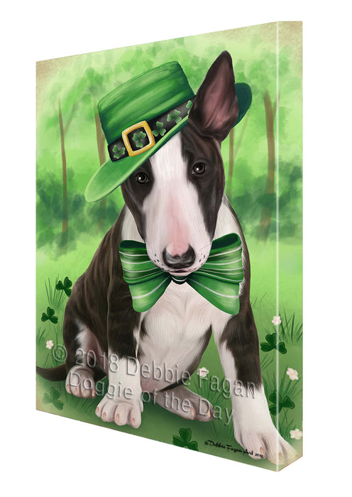 St. Patricks Day Irish Portrait Bull Terrier Dog Canvas Wall Art CVS54336