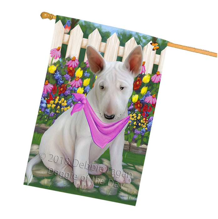 Spring Floral Bull Terrier Dog House Flag FLG49783