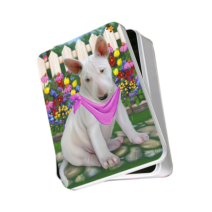 Spring Floral Bull Terrier Dog Photo Storage Tin PITN49818