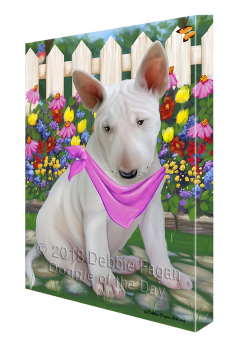 Spring Floral Bull Terrier Dog Canvas Wall Art CVS64114