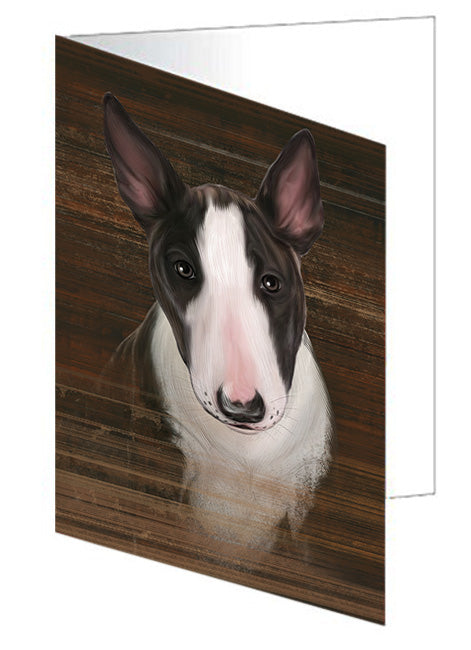 Rustic Bull Terrier Dog Handmade Artwork Assorted Pets Greeting Cards and Note Cards with Envelopes for All Occasions and Holiday Seasons GCD55127
