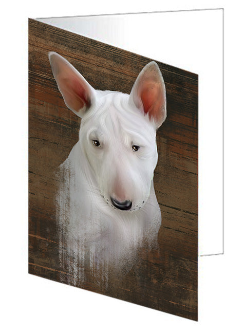 Rustic Bull Terrier Dog Handmade Artwork Assorted Pets Greeting Cards and Note Cards with Envelopes for All Occasions and Holiday Seasons GCD55130