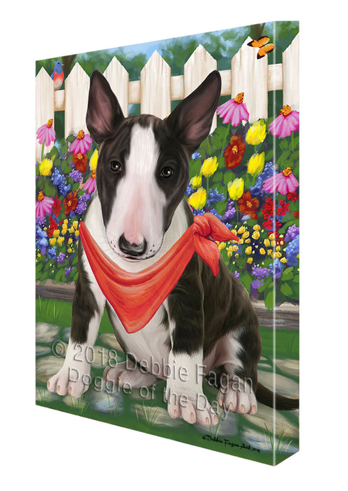 Spring Floral Bull Terrier Dog Canvas Wall Art CVS64123