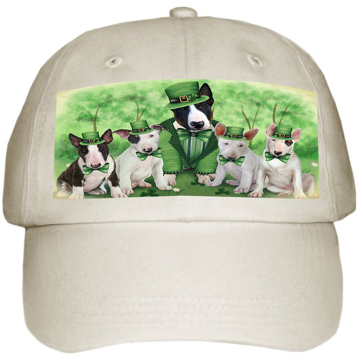 St. Patricks Day Irish Family Portrait Bull Terriers Dog Ball Hat Cap HAT49977