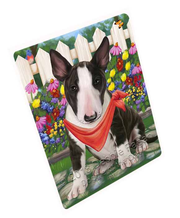 Spring Floral Bull Terrier Dog Tempered Cutting Board C53322