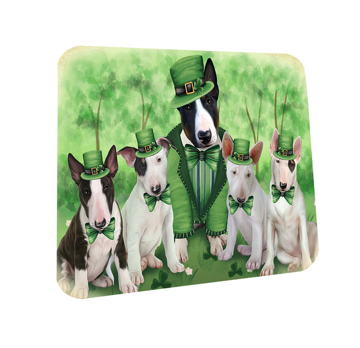 St. Patricks Day Irish Family Portrait Bull Terriers Dog Coasters Set of 4 CST48707