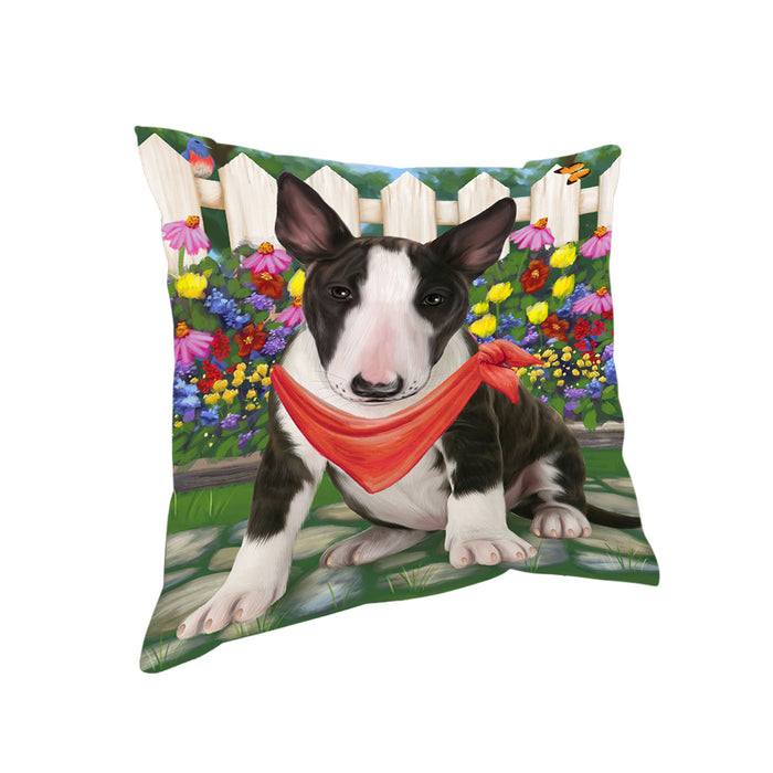 Spring Floral Bull Terrier Dog Pillow PIL55132